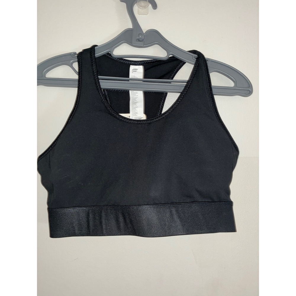 Fabletics Mila Sports Bra Womens Medium Black Medium Impact Racerback Pocket NWT